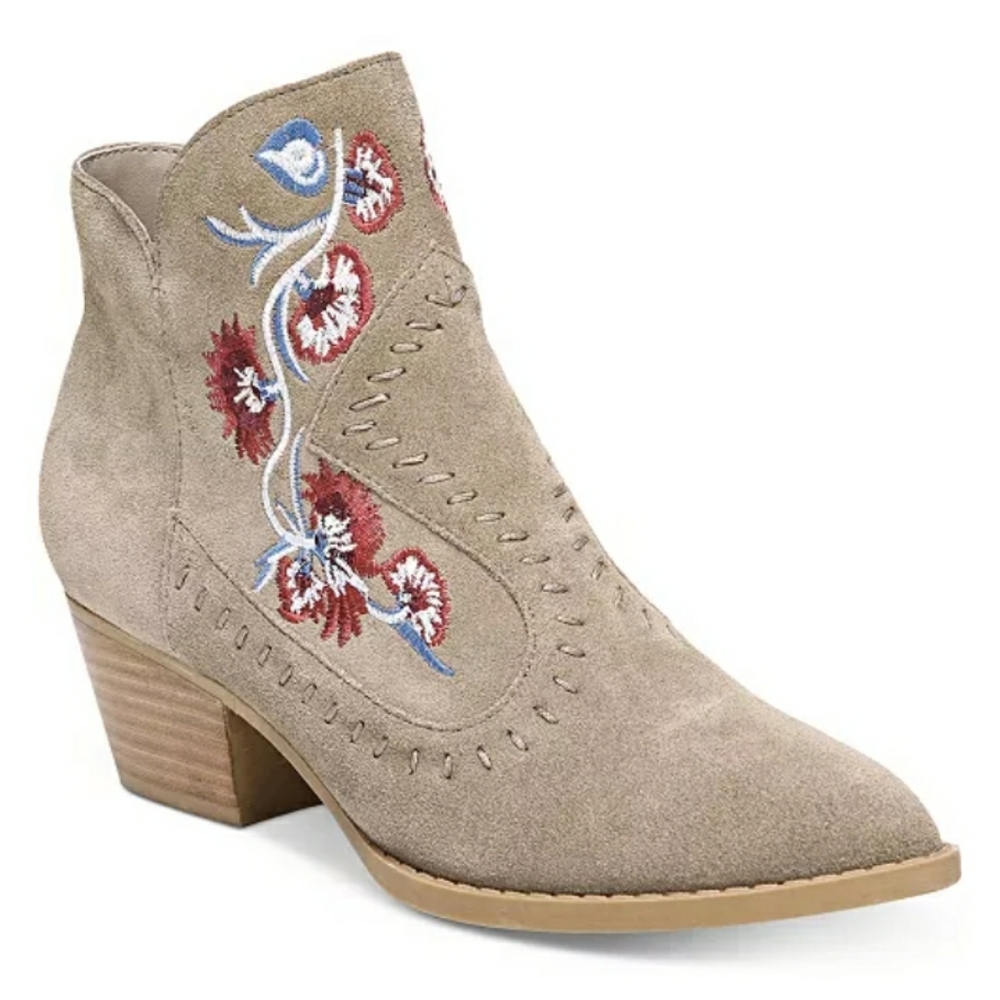 Women's 8.5 Vivian suede embroidered ankle boots
